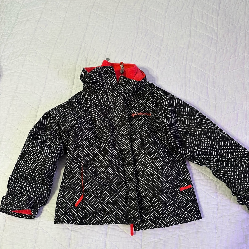 Black and Red Raincoat with High Collar and Textured Design